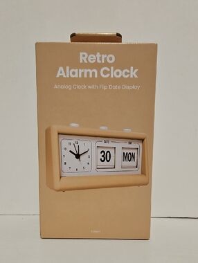 Retro Alarm Clock - Beige Flip Date Display